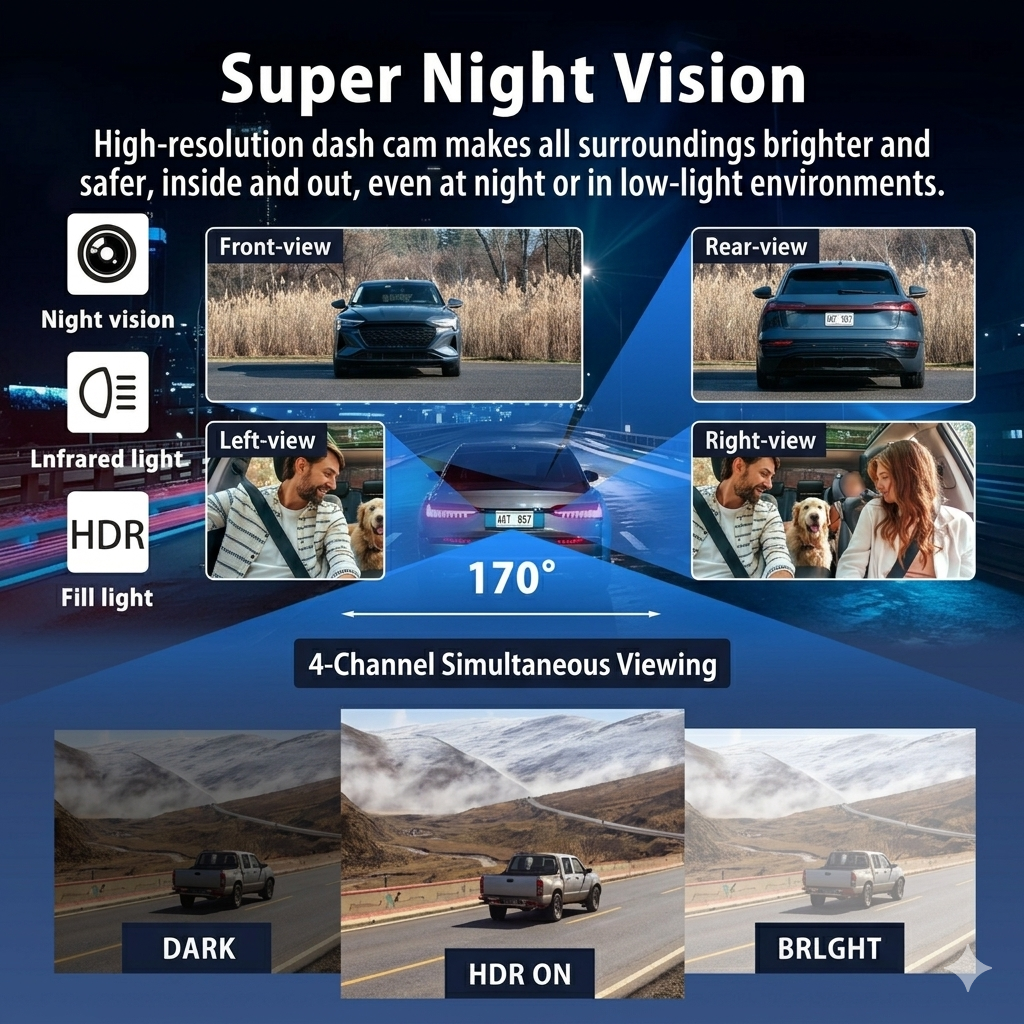 Revéra™ Vision360 4-Channel Dash Cam