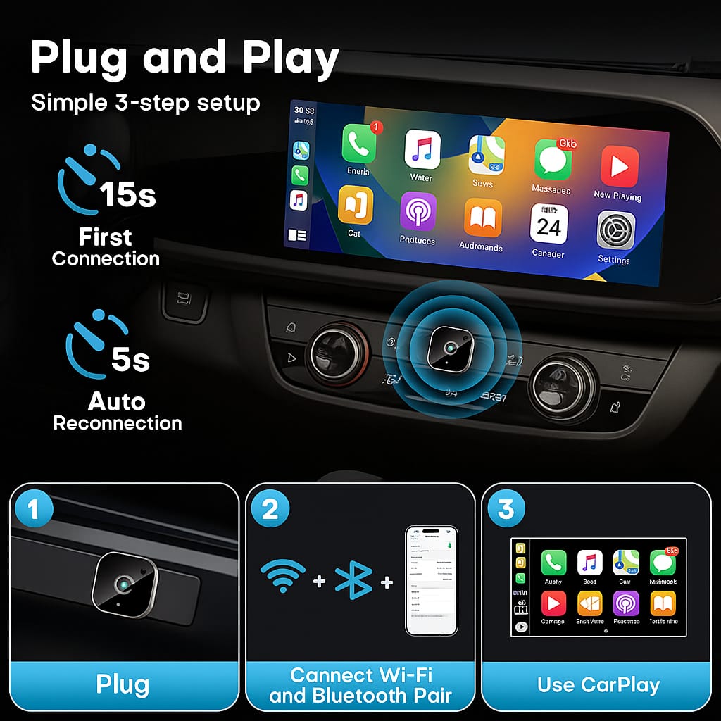 VEEU™ SmartDrive Adapter – Wireless CarPlay & Android Auto in Seconds